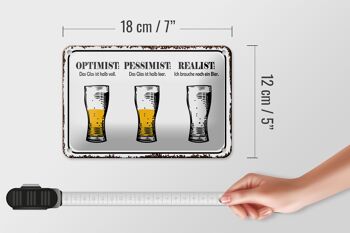 Panneau en étain disant 18x12cm bière optimiste pessimiste décoration réaliste 5