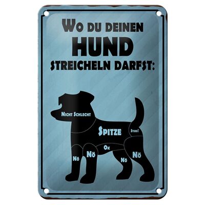 Targa in metallo con scritta "Dove accarezzare il tuo cane" 12x18 cm
