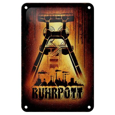 Targa in metallo con scritta 12x18 cm Ruhrpott Decorazione della zona della Ruhr
