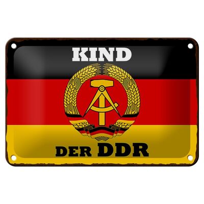 Targa in metallo con scritta "Bambino della Germania DDR" 18x12 cm