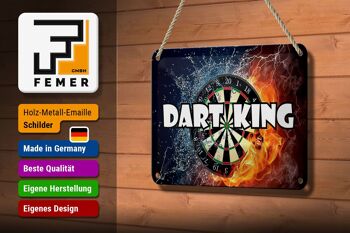 Panneau en étain disant 18x12cm Darts Dart King, décoration murale 3