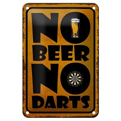 Targa in metallo con scritta "No Beer No Darts" 12x18 cm