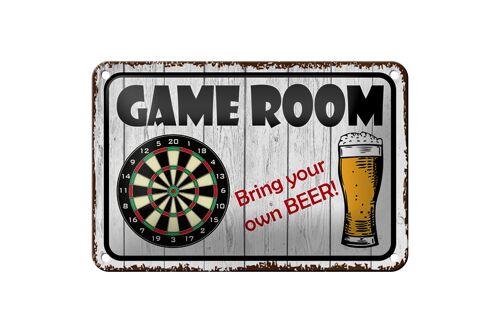 Blechschild Spruch 18x12cm Dart game room bring your Beer Dekoration