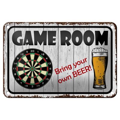 Blechschild Spruch 18x12cm Dart game room bring your Beer Dekoration
