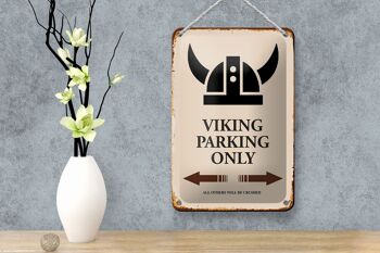 Panneau en étain disant 12x18cm Viking Parking uniquement toutes les autres décorations 4