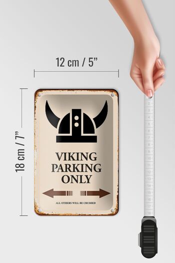 Panneau en étain disant 12x18cm Viking Parking uniquement toutes les autres décorations 5