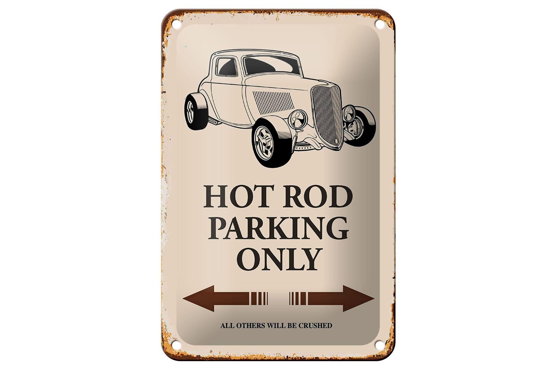 Targa in latta con scritta 12x18 cm Hot rod Parcheggio solo tutte le altre decorazioni