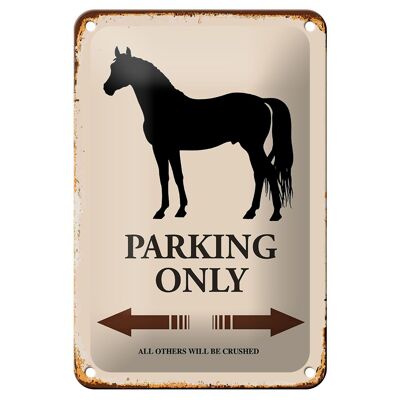 Cartel de chapa que dice 12x18cm Estacionamiento de caballos solo decoración para todos los demás