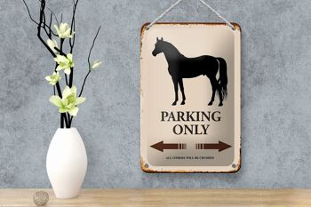 Panneau en étain indiquant 12x18cm, Parking pour chevaux uniquement, toutes les autres décorations 4