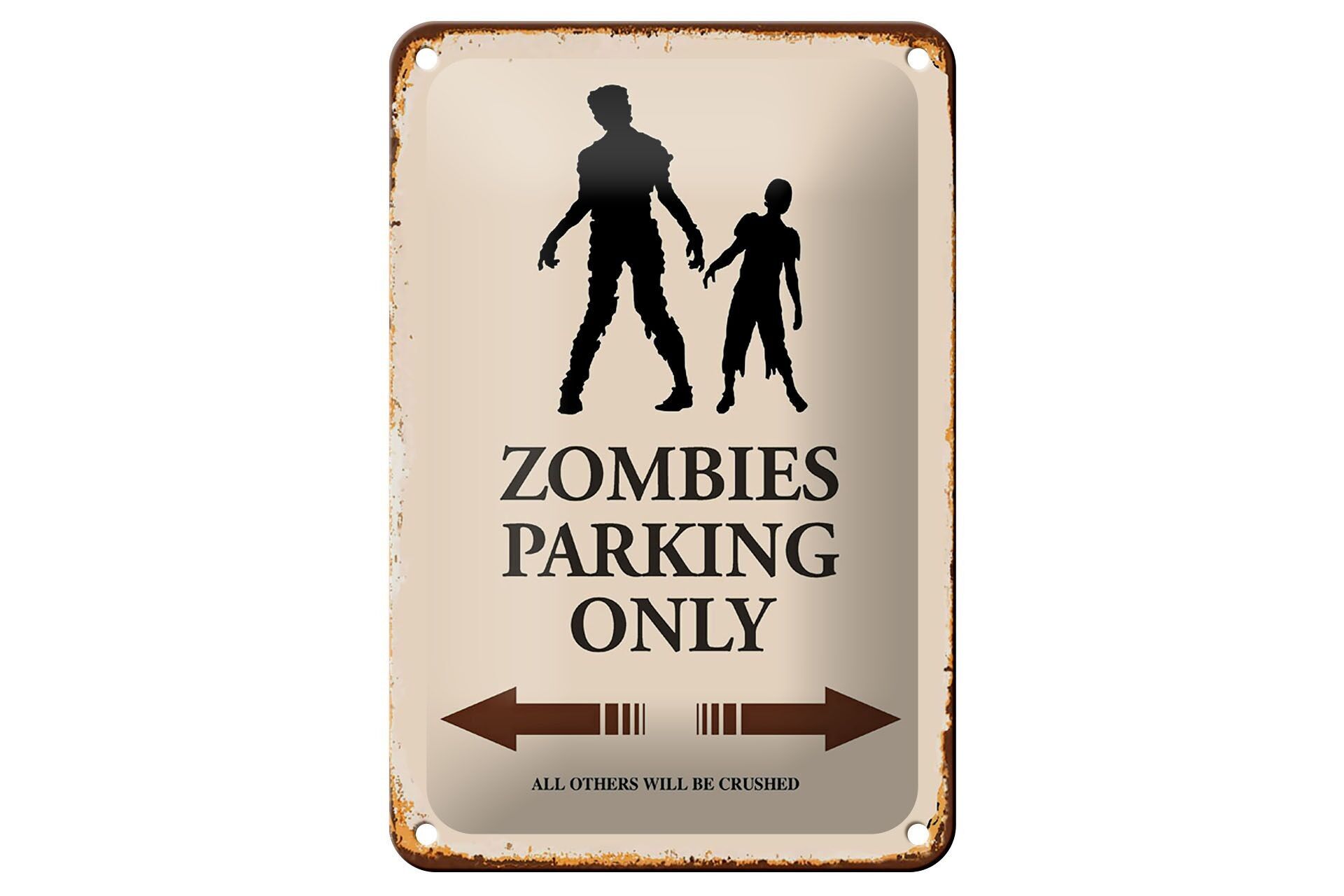 Blechschild Spruch 12x18cm Zombies Parking only all others Dekoration