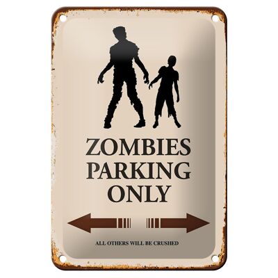 Cartel de chapa que dice 12x18cm Zombies Estacionamiento solo decoración de todos los demás