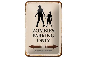 Panneau en étain disant 12x18cm Zombies Parking uniquement toutes les autres décorations 1