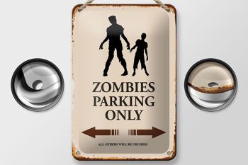 Panneau en étain disant 12x18cm Zombies Parking uniquement toutes les autres décorations 2
