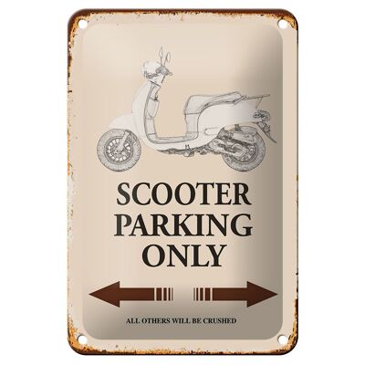 Cartel de chapa que dice 12x18cm Estacionamiento de scooters solo decoración de todos los demás