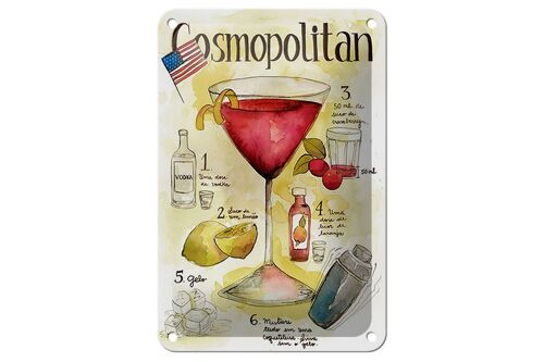 Blechschild Rezept 12x18cm Cosmopolitan Cocktail Recipe Dekoration