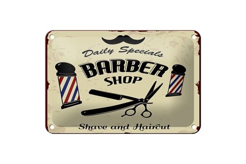 Blechschild Spruch 12x18cm Barbershop shave and haircut Dekoration