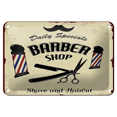 Blechschild Spruch 12x18cm Barbershop shave and haircut Dekoration