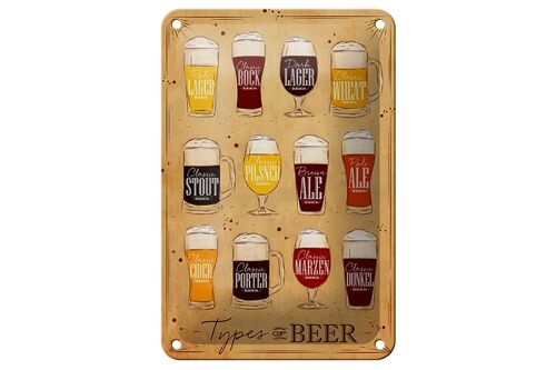 Blechschild Spruch 12x18cm Types of Beer Bier Sorten Dekoration