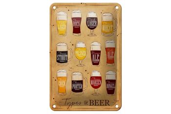 Panneau en étain indiquant 12x18cm, Types de bière, décoration de types de bière 1