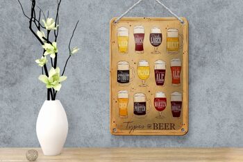 Panneau en étain indiquant 12x18cm, Types de bière, décoration de types de bière 4