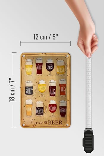 Panneau en étain indiquant 12x18cm, Types de bière, décoration de types de bière 5