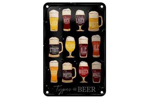 Blechschild Spruch 12x18cm Types of Beer Bier Sorte Alkohol Dekoration