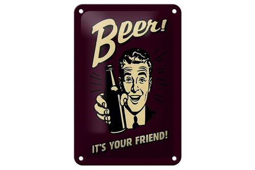 Blechschild Spruch 12x18cm Beer it´s your Friend Bier Dekoration