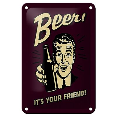 Cartel de chapa que dice 12x18cm Cerveza es tu decoración de cerveza amiga