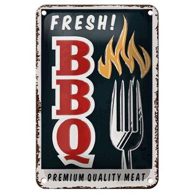 Tin sign saying 12x18cm fresh BBQ Grill Premium Quality Decoration