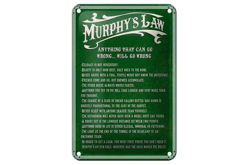 Blechschild Spruch 12x18cm Murphy's Law Anything That Can Dekoration
