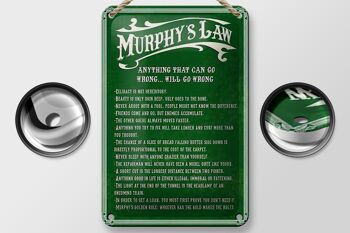 Panneau en étain indiquant la loi de Murphy, 12x18cm, décoration Anything That Can 2
