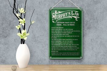 Panneau en étain indiquant la loi de Murphy, 12x18cm, décoration Anything That Can 4
