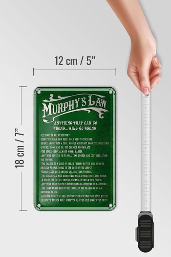 Panneau en étain indiquant la loi de Murphy, 12x18cm, décoration Anything That Can 5