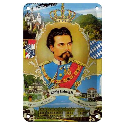 Blechschild Portrait 12x18cm Ludwig II König Bayern King Dekoration