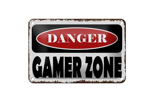 Blechschild Spruch 18x12cm danger Gamer Zone Dekoration