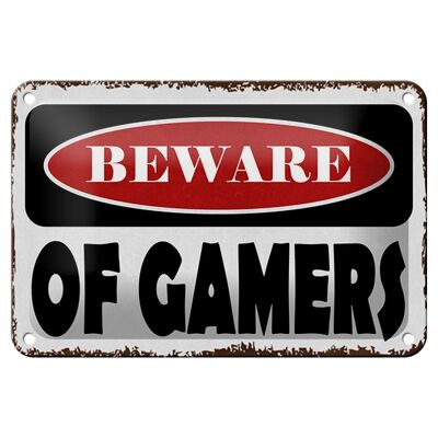 Blechschild Spruch 18x12cm beware of gamers Dekoration