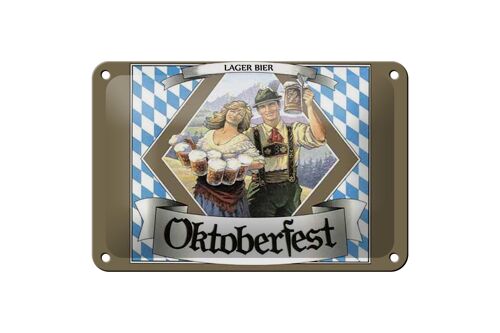 Blechschild Spruch 18x12cm Oktoberfest Lager Bier Bayern Dekoration