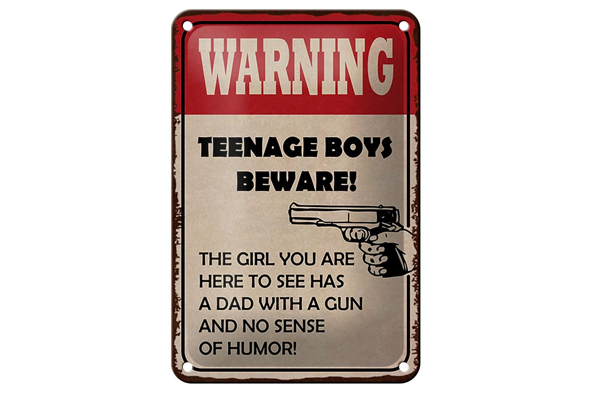 Targa in metallo con scritta 12 x 18 cm che avverte i ragazzi di fare attenzione alla decorazione