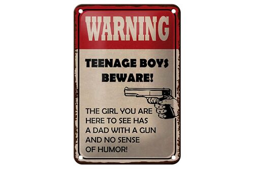 Blechschild Spruch 12x18cm warning teenage boys beware Dekoration