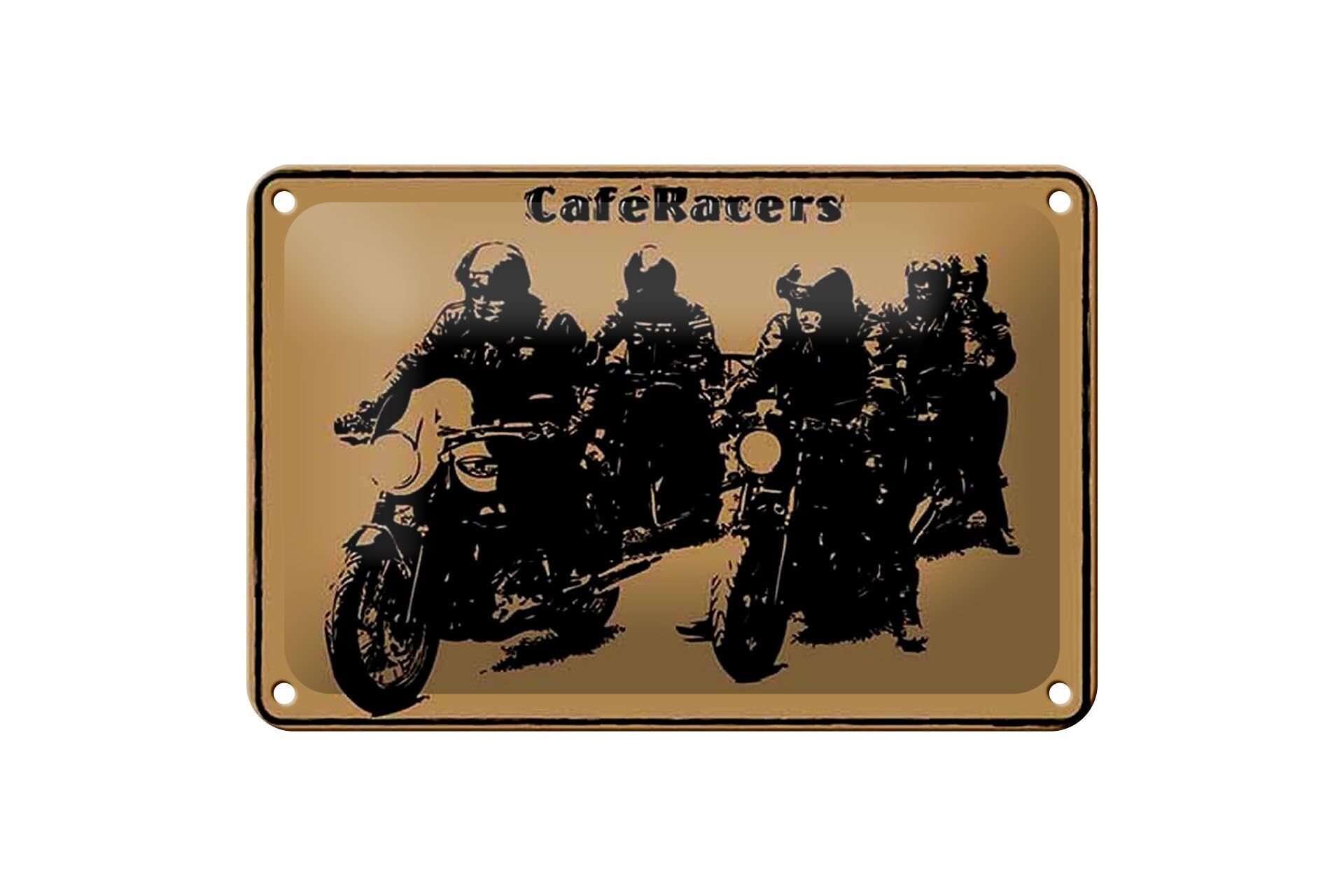 Targa in metallo con scritta "Motorcycle Cafe Racers" decorazione moto 18x12 cm
