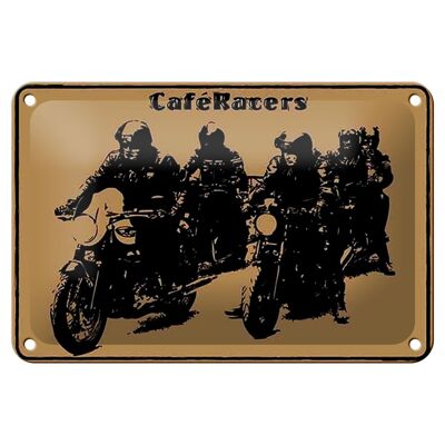 Targa in metallo con scritta "Motorcycle Cafe Racers" decorazione moto 18x12 cm