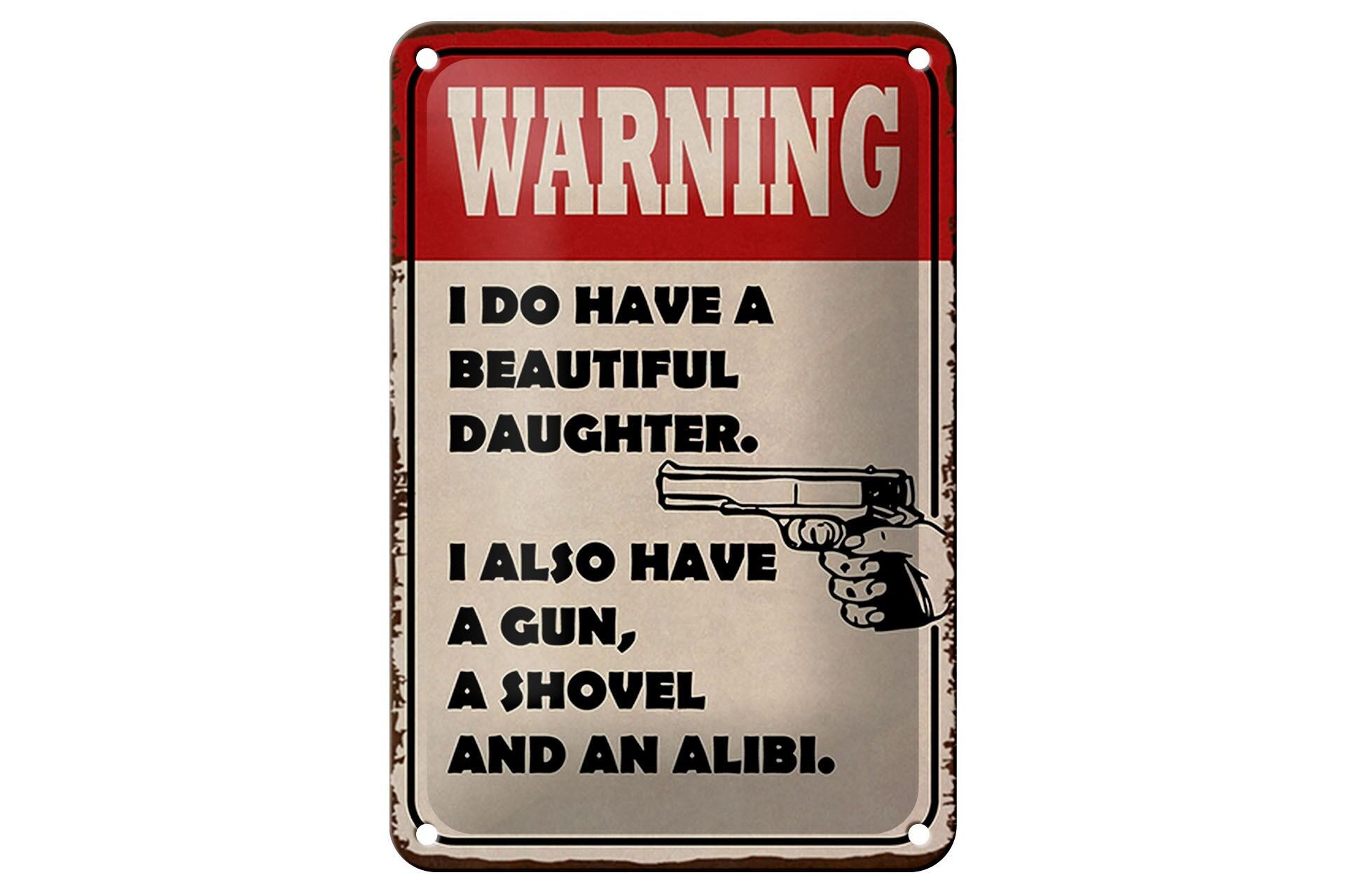 Tin sign saying 12x18cm warning have beautiful daughter decoration