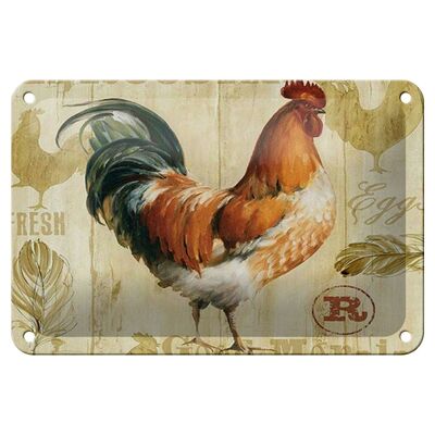 Panneau en étain disant 18x12cm, poulet, poules, œufs, œufs frais, décoration