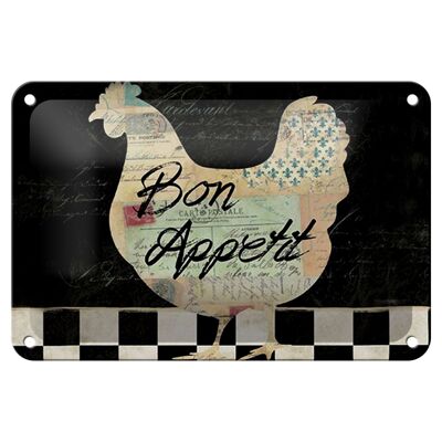 Targa in metallo con scritta 18x12 cm Galline Galline Bon Appetit Uova Decorazione