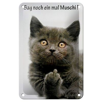 Blechschild Spruch 12x18cm Katze sag noch ein mal Muschi Dekoration