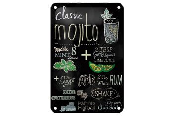 Plaque en tôle recette 12x18cm, classique mojito, rhum blanc, soda, décoration 1