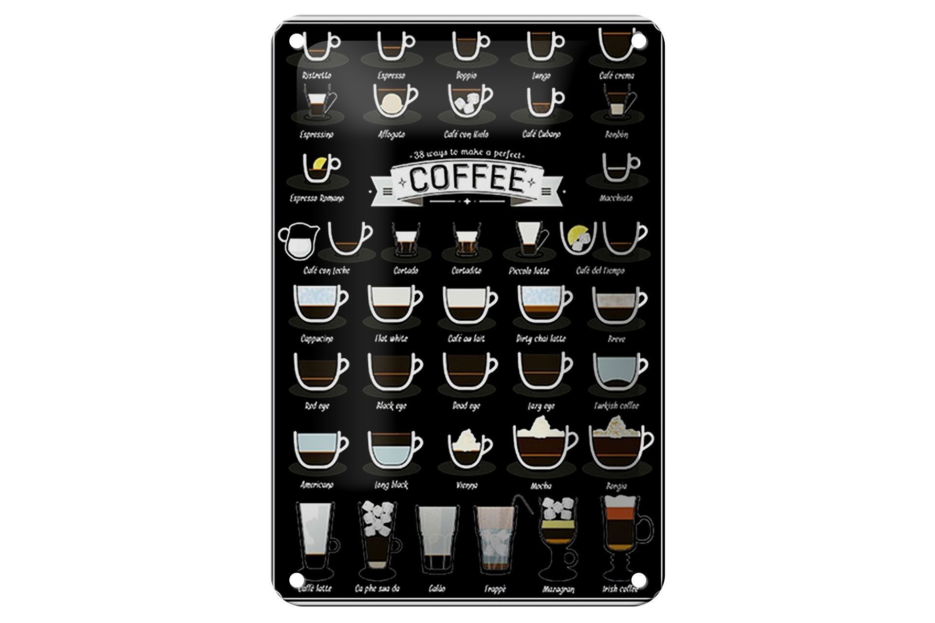 Targa in metallo con scritta "Caffè" 12x18 cm 38 modi per realizzare una decorazione perfetta