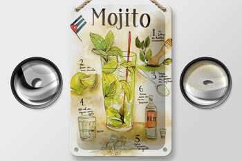 Plaque en tôle recette 12x18cm Mojito Rum suco de limão Agua décoration 2