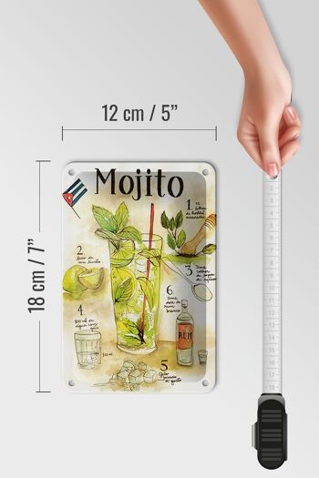 Plaque en tôle recette 12x18cm Mojito Rum suco de limão Agua décoration 5