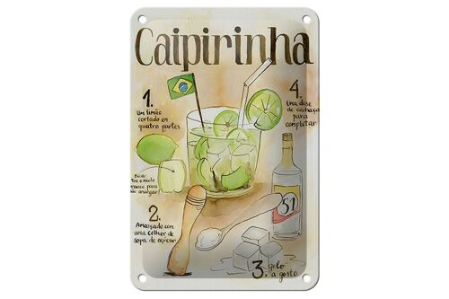 Blechschild Rezept 12x18cm Caipirinha limao dose de cachaca Dekoration